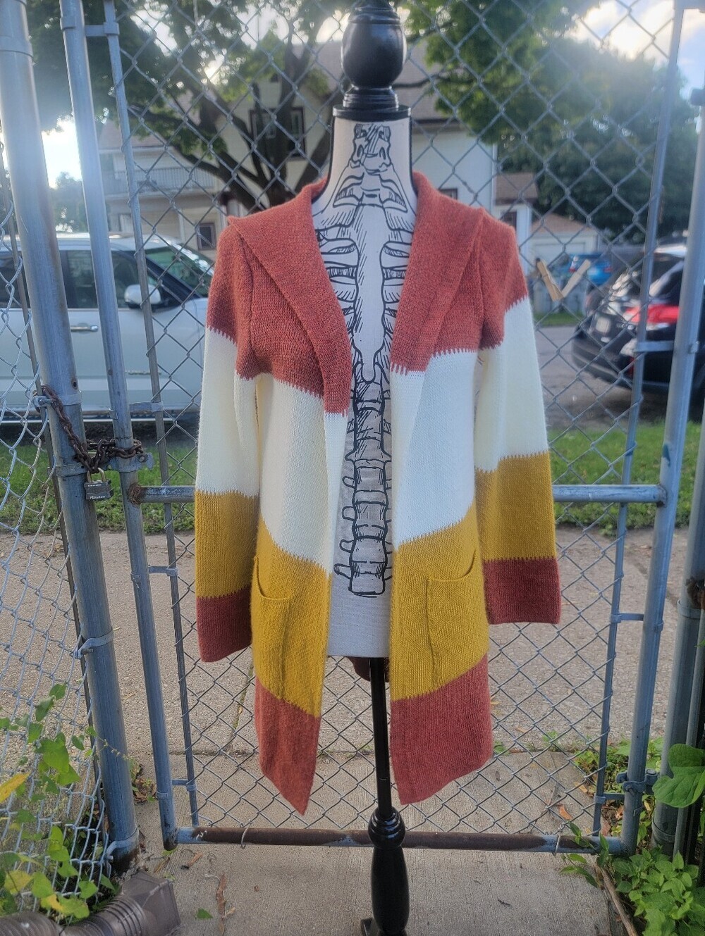 Piano C Made in Italy Colorblock Hooded Cardigan Sweater Size S